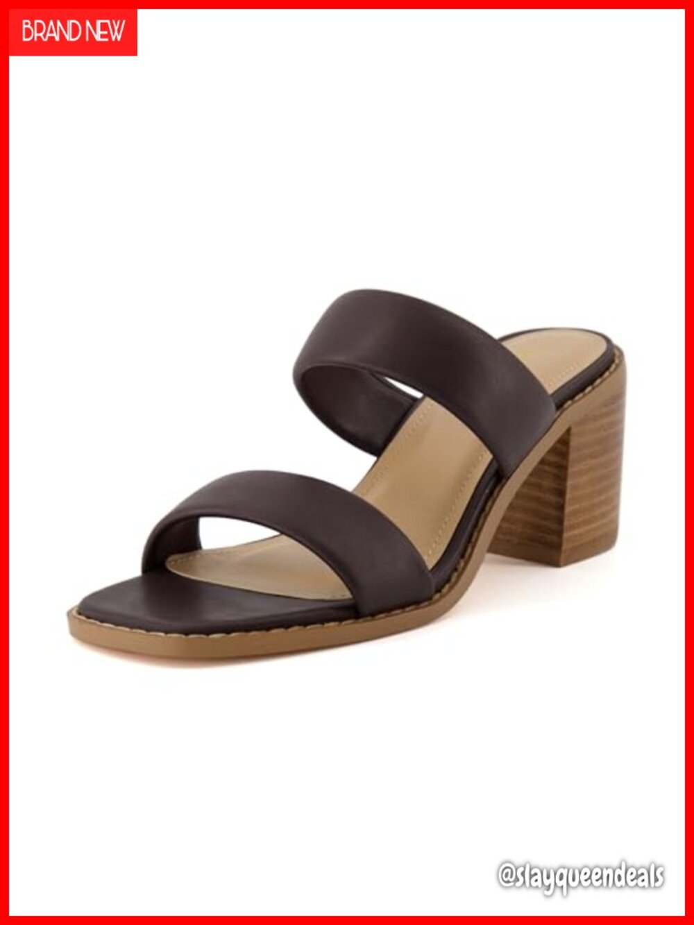 Womens Block Heel Sandals Faux Leather Memory Foam Slip On Ankle Strap 3 Inch